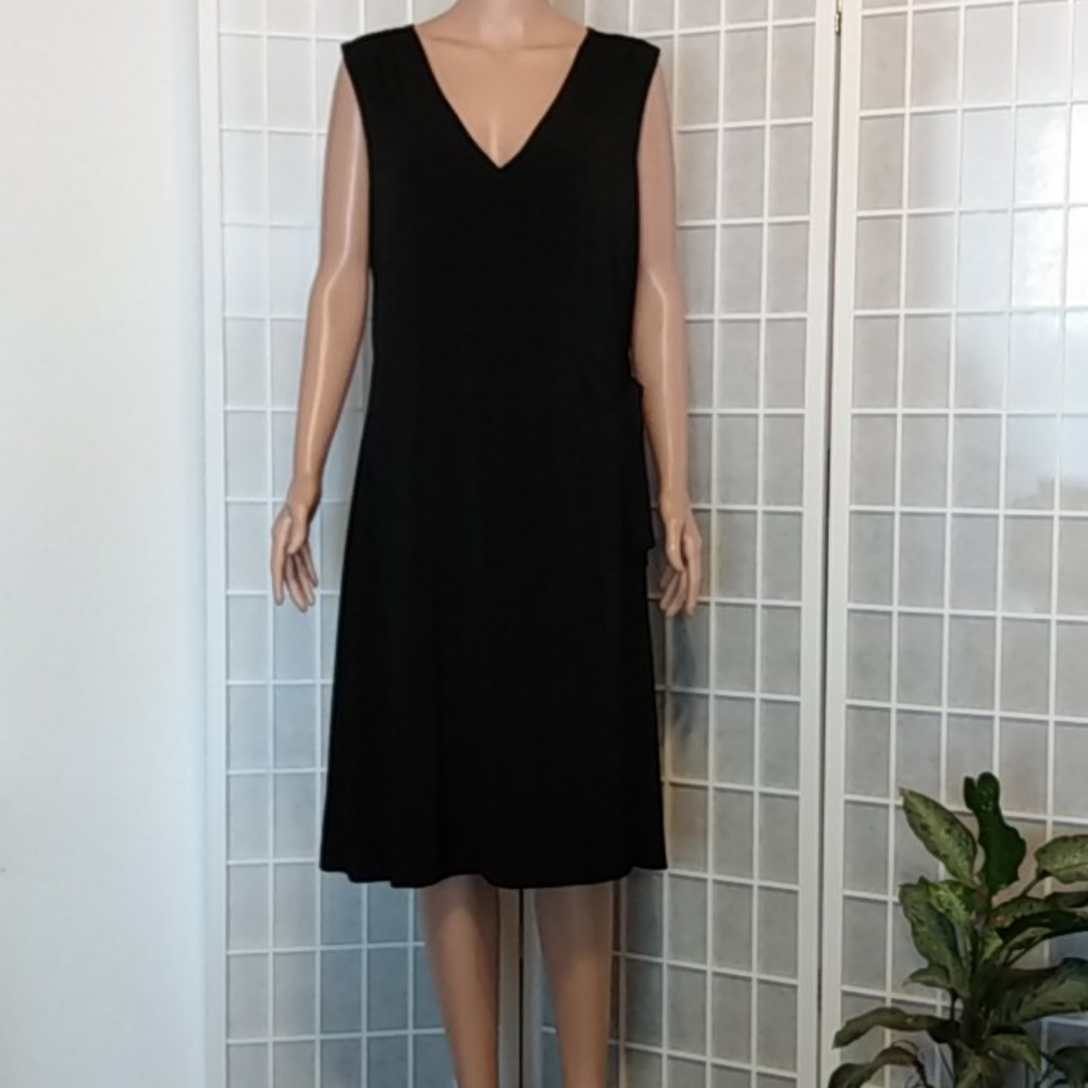 Attention,  black dress, with side tie